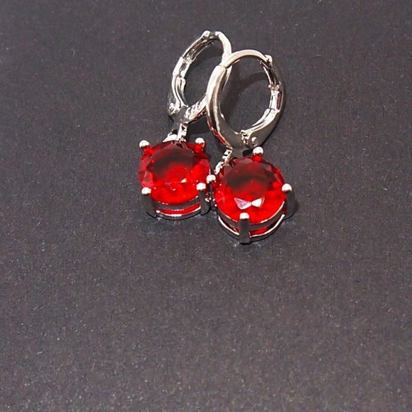 ⭐Bundle Sale⭐ 4Pc. Ruby Earrings and Necklace Set Solid 925 Sterling Silver - Picture 3 of 10